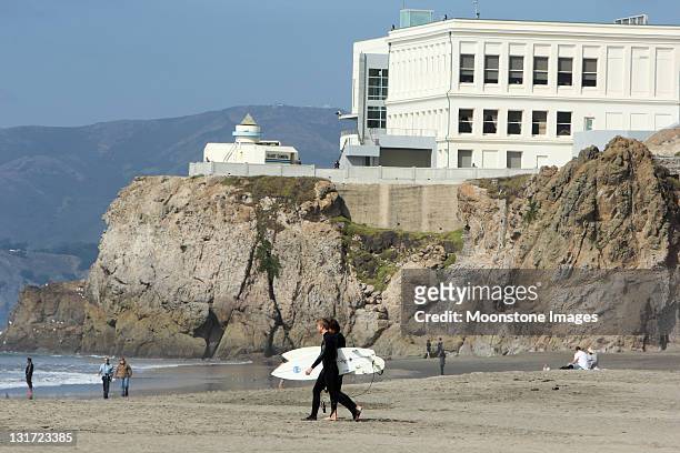 ocean beach in san francisco, california - cliff house san francisco stock pictures, royalty-free photos & images