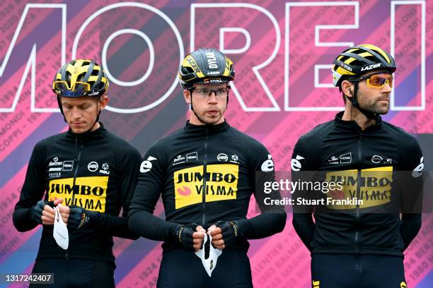 Koen Bouwman of Netherlands, Dylan Groenewegen of Netherlands & Paul Martens of Germany and Team Jumbo - Visma at start during the 104th Giro...