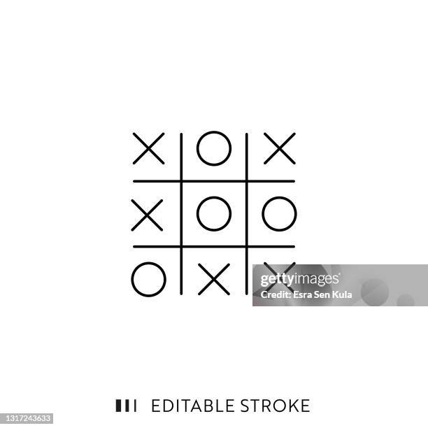 tic tac toe icon mit editierbarem strich - tic tac toe stock-grafiken, -clipart, -cartoons und -symbole