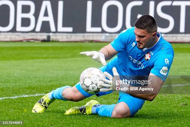 Goalkeeper Aro Muric of Willem II during the Dutch Eredivisie match between Willem II and PSV Eindhoven at Koning Willem II Stadion on May 9, 2021 in...