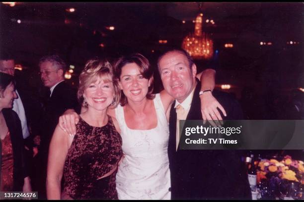 Brookside actors Sue Jenkins, Claire Sweeney and Dean Sullivan photographed at the BAFTA awards, circa 1999.