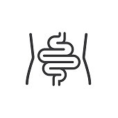 Waist and colon, human digestion symbol, vector, icon.