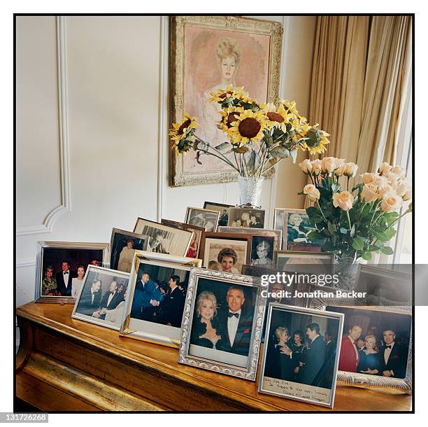Personal photographs of actress Zsa Zsa Gabor and husband Prince Frederic von Anhalt are photographed in her home for Vanity Fair Magazine on May 5,...