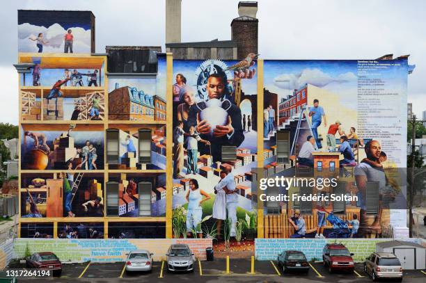 Mural on a Drug Rehab Center, painted within the "Mural Art Program" which began in 1984. It's an anti-graffiti program in a city economically...