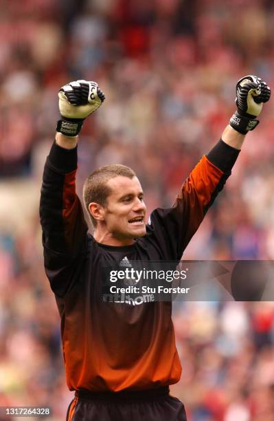 Newcastle goalkeeper Shay Given celebrates to fans during the FA Premier League match between Sunderland and Newcastle United at The Stadium of Light...