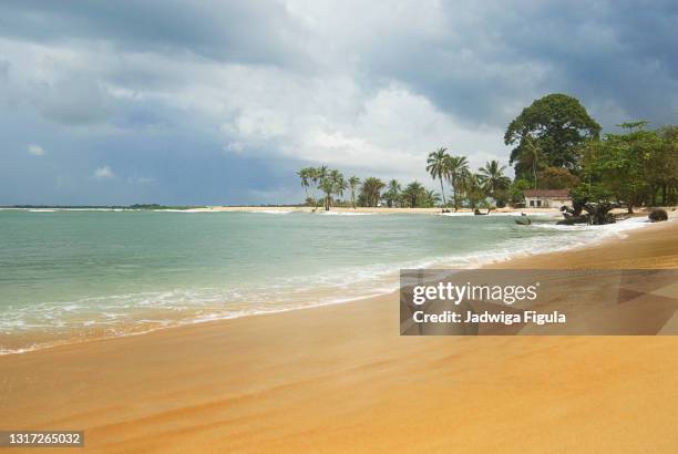 the beach at robertsport, liberia, west africa. - liberia imagens e fotografias de stock