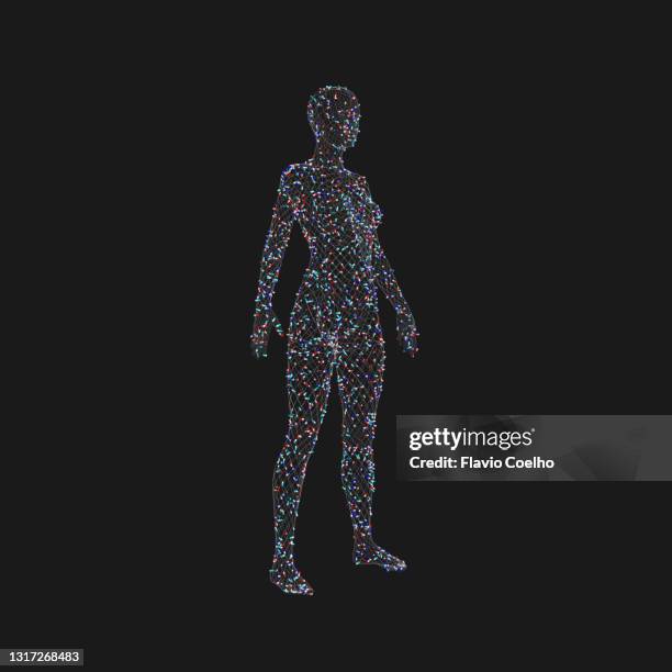 female body wireframe with the vertices connected by pills - the human body ストックフォトと画像