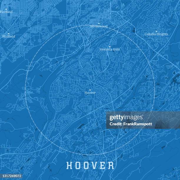 hoover al city vector road map blue text - state of alabama map stock illustrations