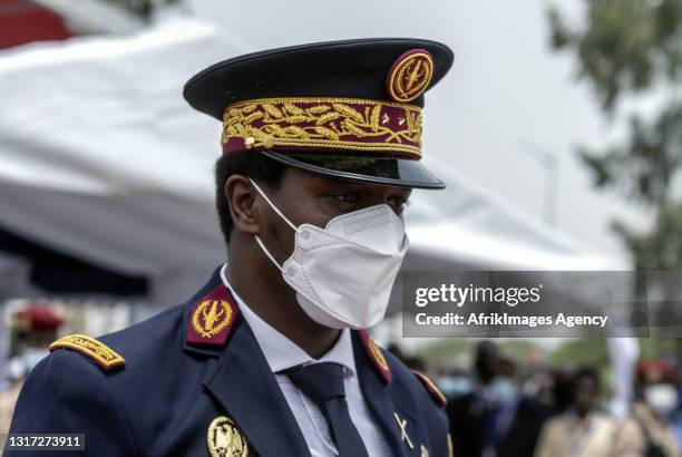 Abdelkerim Idriss DŽby during his speech at the funeral of his father, the Marshal and President of Chad, Idriss Deby Itno during his funeral on...