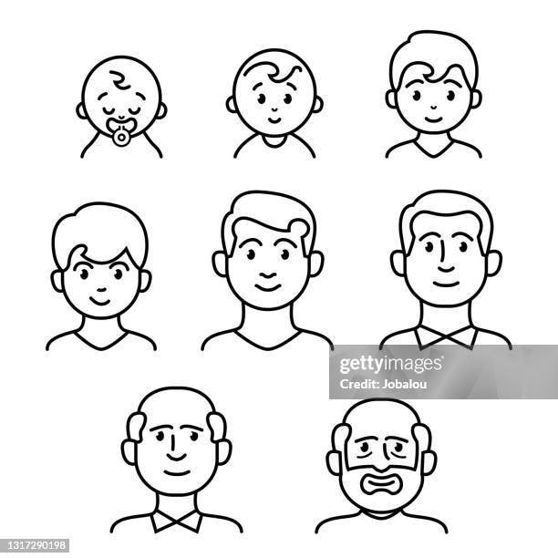 illustrations, cliparts, dessins animés et icônes de être humain mâle différentes étapes de la vie - âge humain