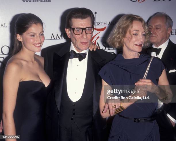 Laetitia Casta, Yves Saint Laurent and Loulou de la Falaise attend 18th Annual Council of Fashion Designers of America Awards on June 2, 1999 at the...