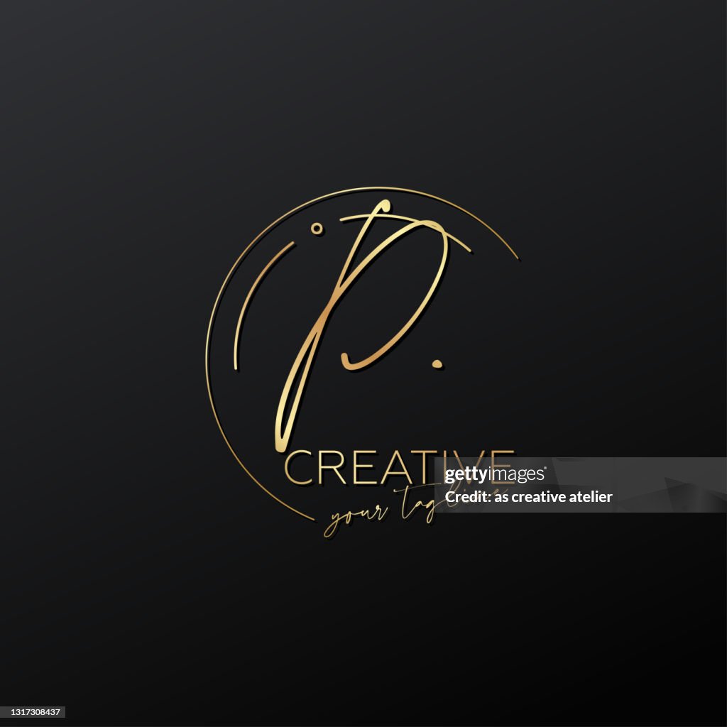P Letter Calligraphy Minimal Monogram Emblem Style Vector Logo Gold Color  And Black Background High-Res Vector Graphic - Getty Images