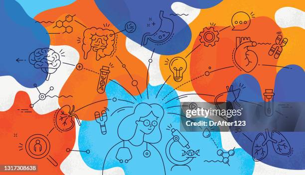 biotechnology and medicine concept - digestive system stock illustrations