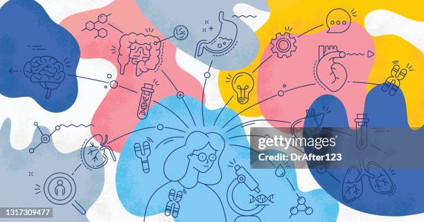 biotechnology genetic engineering and medicine concept - digestive system illustration stock illustrations