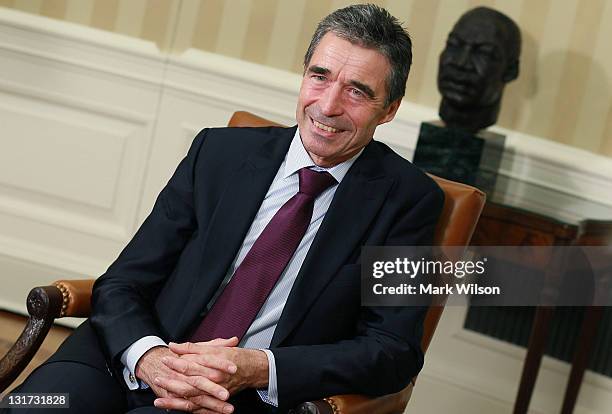 Secretary General Anders Fogh Rasmussen sits in the Oval Office during a meeting with President Obama at the White House, on November 7, 2011 in...