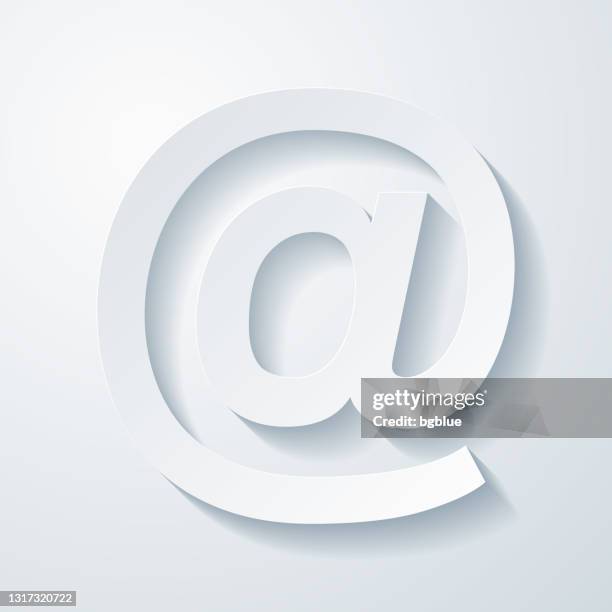 at. icon with paper cut effect on blank background - at symbol stock illustrations