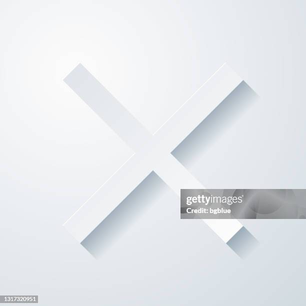 cross mark. icon with paper cut effect on blank background - xes stock illustrations