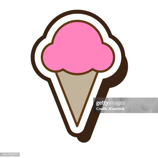 summer vacation and leisure ice cream cone full color icon - ice cream cone stock illustrations