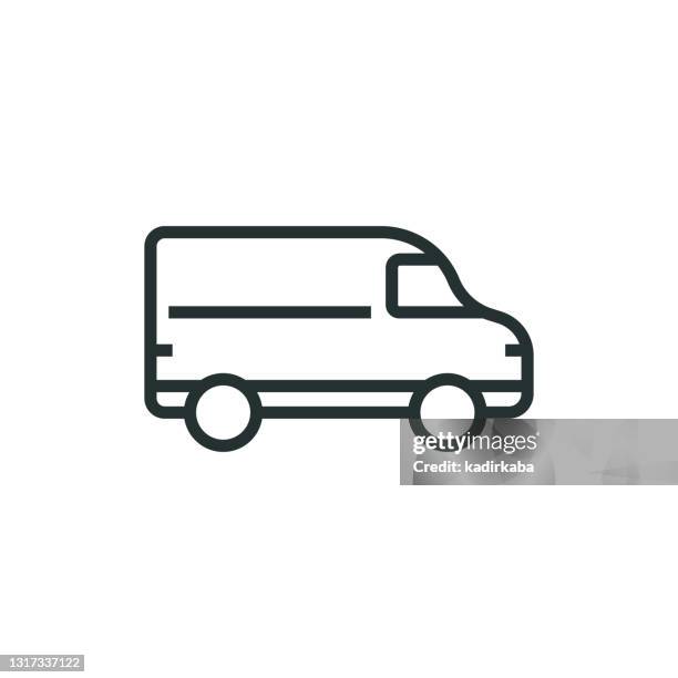 delivery car line icon - people carrier stock illustrations