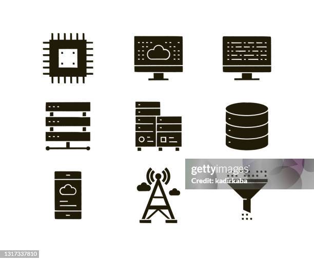cloud technology modern flat icon set concept design - hardware store logo stock illustrations