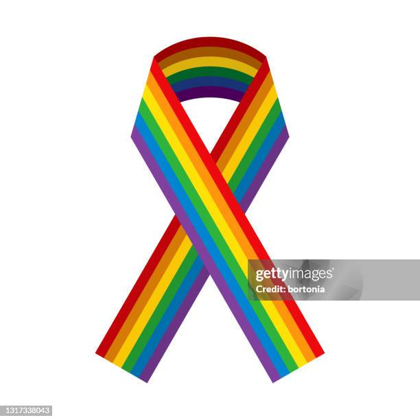 pride awareness ribbon icon - rainbow ribbon stock illustrations