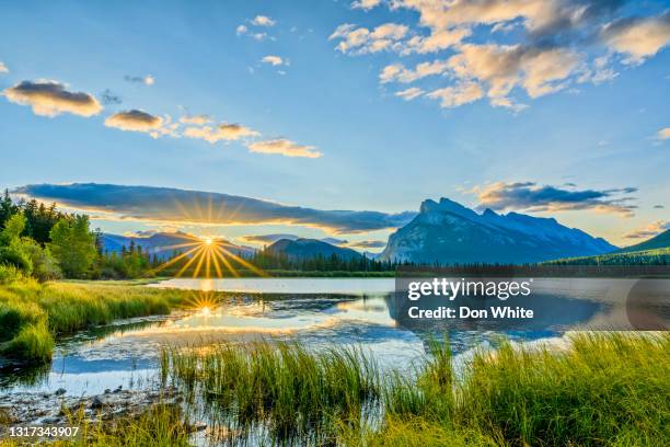 parque nacional banff em alberta canadá - monte rundle - fotografias e filmes do acervo