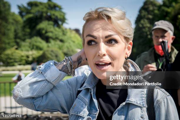 Italian showgirl Francesca Pascale, champion of civil rights, takes part at the Tempo Scaduto demonstration, organized by the Sentinels of Milan at...