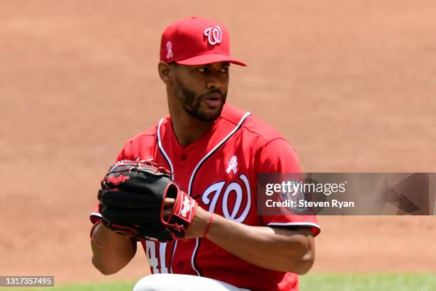 Joe Ross of the Washington Nationals pitches against the New York Yankees at Yankee Stadium on May 09, 2021 in in the Bronx borough of New York City.