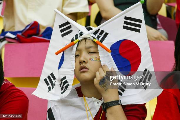 South Korean fan before the World Cup 1st round match between South Korea and USA at the Daegu World Cup Stadium on June 17, 2002 in Daegu, South...