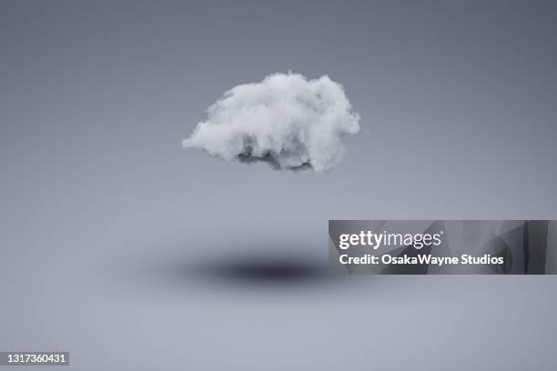 single fluffy cloud making dark shadow on surface bellow. - depressie stockfoto's en -beelden