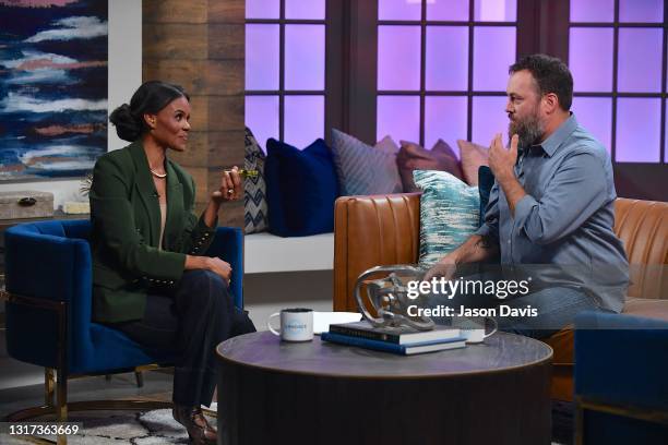 Host Candace Owens and Personality Willie Robertson are seen on set of "Candace" on May 10, 2021 in Nashville, Tennessee. The show will air on...