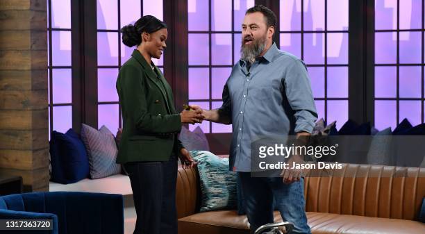 Host Candace Owens and Personality Willie Robertson are seen on set of "Candace" on May 10, 2021 in Nashville, Tennessee. The show will air on...