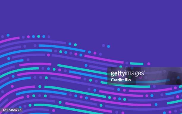 stockillustraties, clipart, cartoons en iconen met flow abstracte golf lijnen verbinding achtergrond - purple background