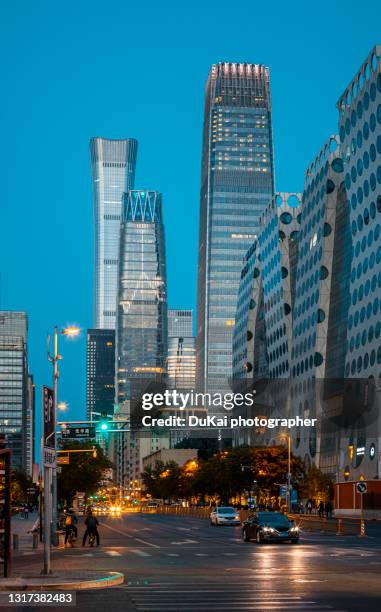 beijing cbd at night - beijing sign stock pictures, royalty-free photos & images