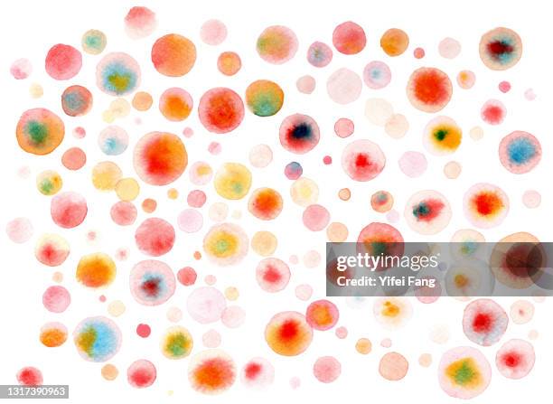 abstract watercolor dots on white background - watercolour circle stock pictures, royalty-free photos & images