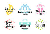 Summer holidays typography inspirational quotes design for posters or apparels set