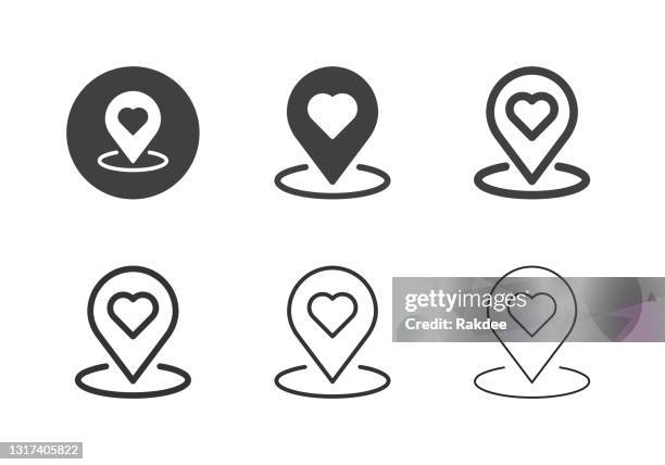 stockillustraties, clipart, cartoons en iconen met huwelijksreis bestemming iconen - multi-serie - location pin icon