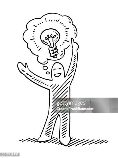 human figure idea lightbulb concept drawing - electrical troubleshooting stock illustrations