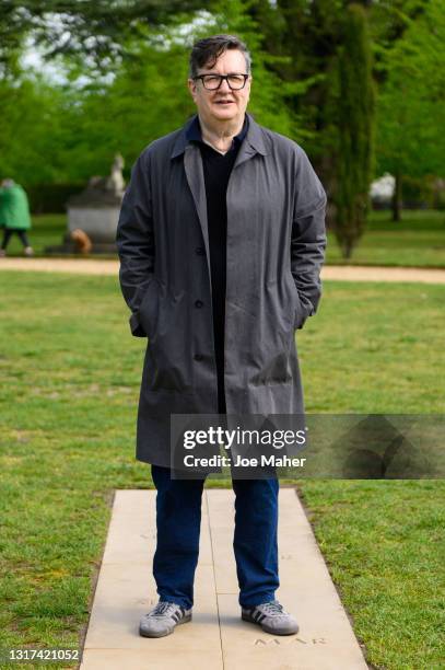 Mark Wallinger stands with his artwork 'British Summer Time ' during the "Bring into Being" Press Launch on May 11, 2021 in London, England.