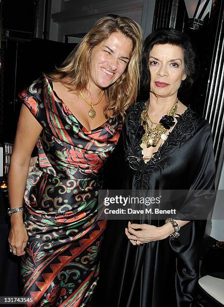 Tracey Emin and Bianca Jagger attend the Harper's Bazaar Women Of The Year Awards in association with Estee Lauder and NET-A-PORTER at Claridges...