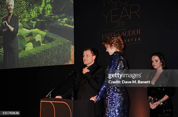 Michael Grandage and Lily Cole speak at the Harper's Bazaar Women Of The Year Awards in association with Estee Lauder and NET-A-PORTER at Claridges...