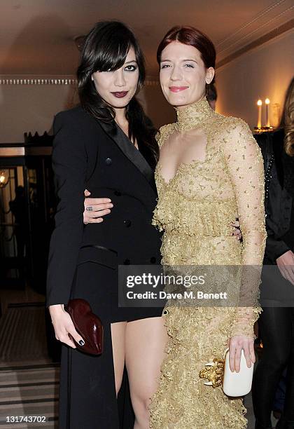 Daisy Lowe and Florence Welch attend the Harper's Bazaar Women Of The Year Awards at Claridges Hotel on November 7, 2011 in London, England.