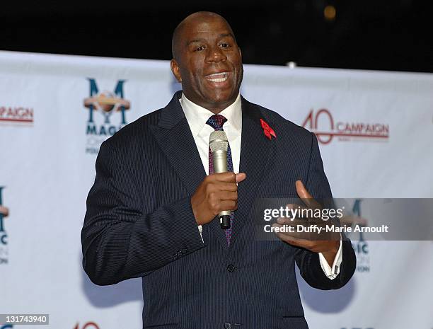 Magic Johnson attends 20th Anniversary of Magic Johnson's Retirement and Creation of the Magic Johnson Foundation Press Conference at Staples Center...