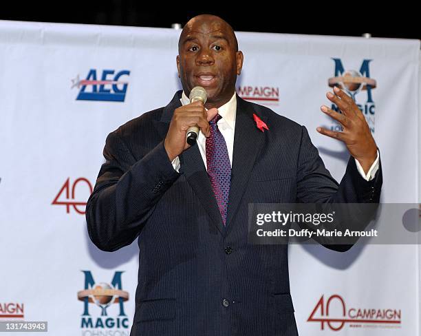 Magic Johnson attends 20th Anniversary of Magic Johnson's Retirement and Creation of the Magic Johnson Foundation Press Conference at Staples Center...