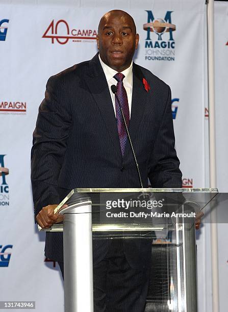Magic Johnson attends 20th Anniversary of Magic Johnson's Retirement and Creation of the Magic Johnson Foundation Press Conference at Staples Center...