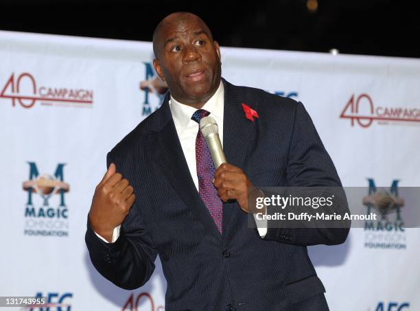 Magic Johnson attends 20th Anniversary of Magic Johnson's Retirement and Creation of the Magic Johnson Foundation Press Conference at Staples Center...