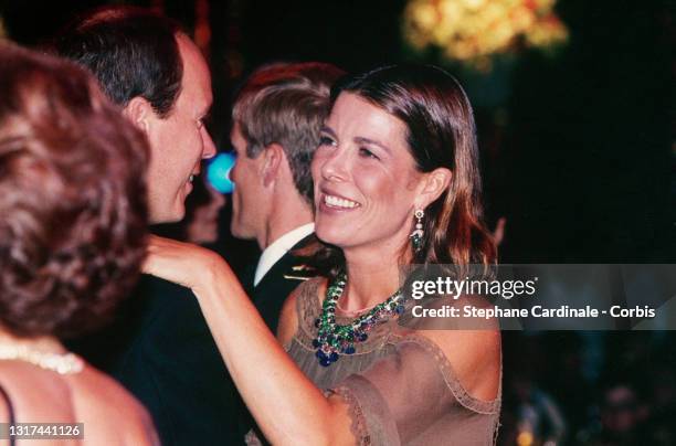 Prince Albert II of Monaco and Princess Caroline of Monaco attend the Red Cross Ball on August 5, 1994 in Monaco, Monaco.