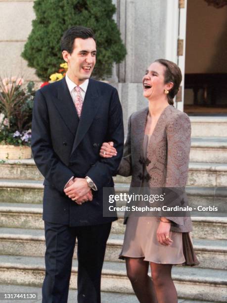 Infanta Elena of Spain and Jaime de Marichalar during their Engagement on November 26, 1994 in Madrid, Spain.