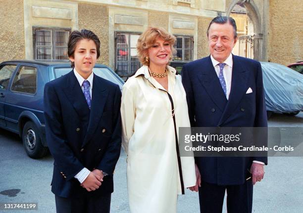 Borja Thyssen with his parents Baroness Thyssen , and Hans Heinrich von Thyssen-Bornemisza attend the baptism of Princess Eleonore von Habsburg on...