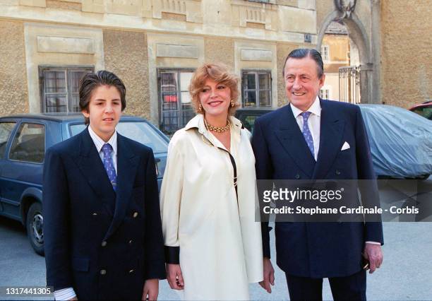 Borja Thyssen with his parents Baroness Thyssen , and Hans Heinrich von Thyssen-Bornemisza attend the baptism of Princess Eleonore von Habsburg on...